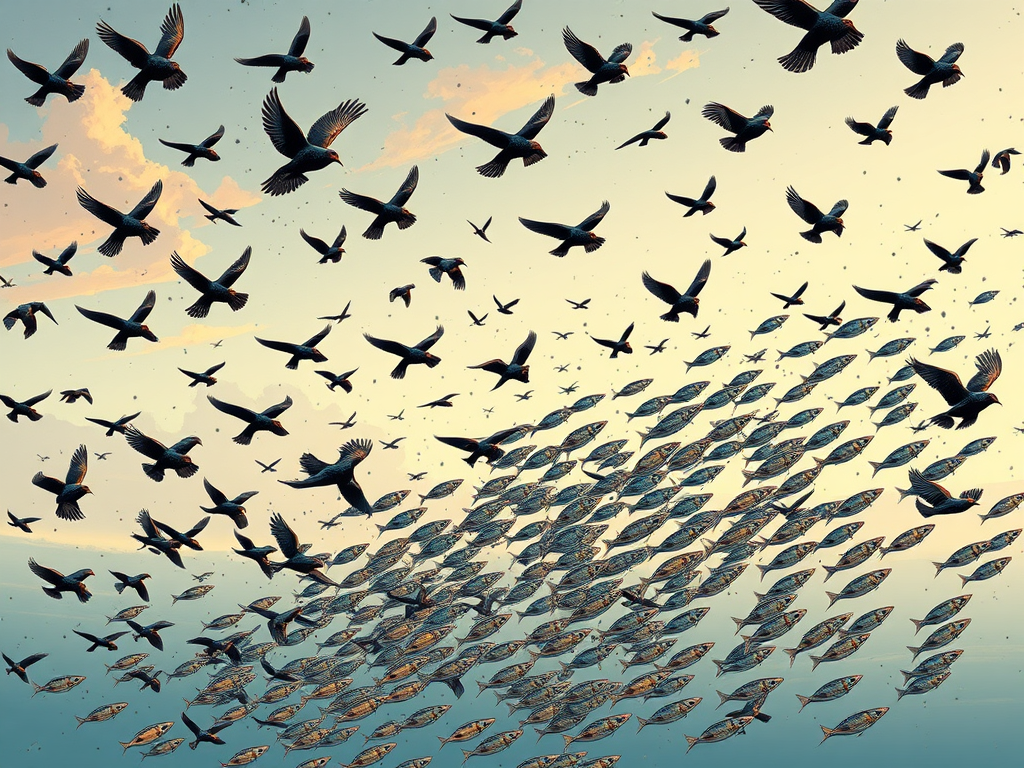 Starlings and Fish flocking